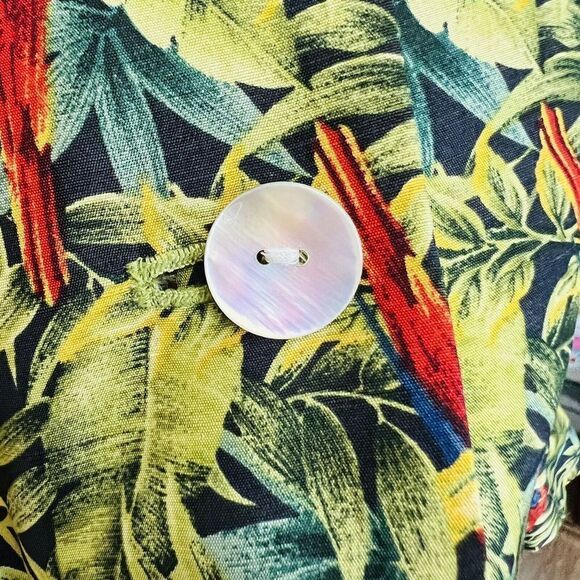 Vintage harvé benard 10 Green Red Floral Parrot 100% Silk Lined Blazer Jacket - Picture 4 of 11